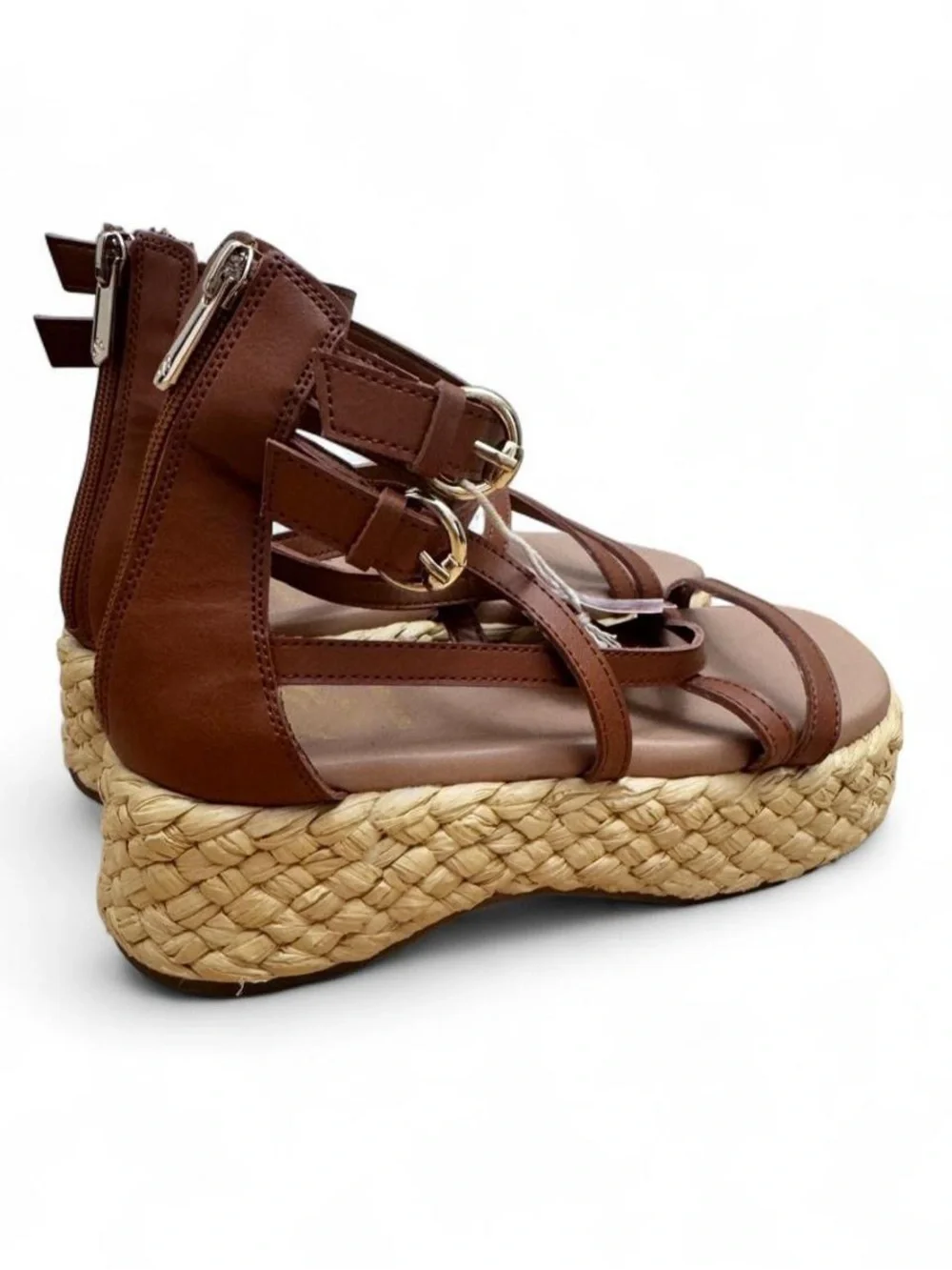 Sam & Libby Brown Strappy Espadrille Platform Sandals